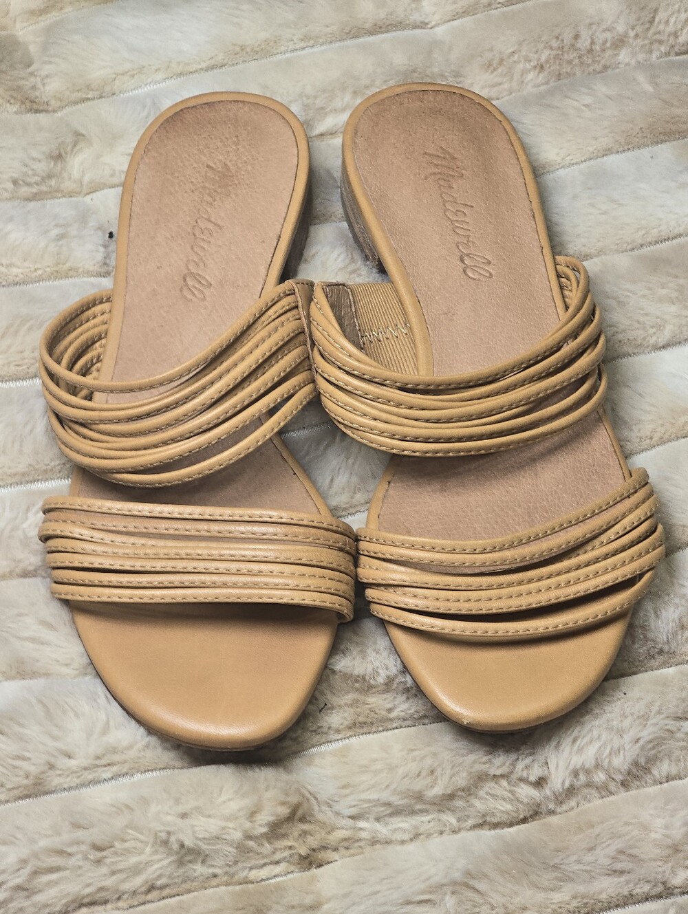 Madewell Tan Leather Multi-Strap Slide Sandals Size 5